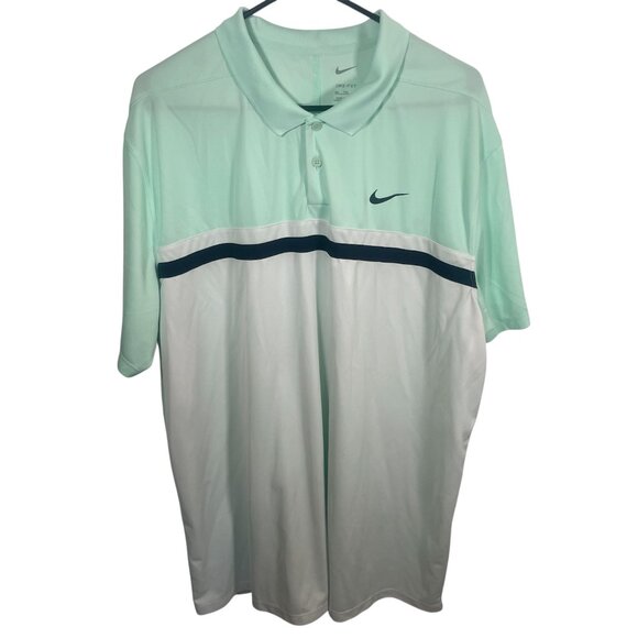 Nike Victory Colorblock Polo Mens 2XL Dri-Fit Activewear Logo Short Sleeve Green - Picture 1 of 6